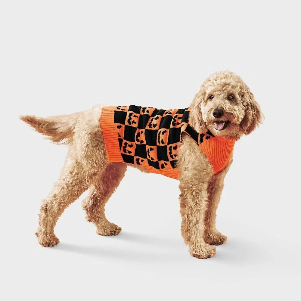 Pumpkin Faces‎ Dog and Cat Sweater - Boots & Barkley sz XL